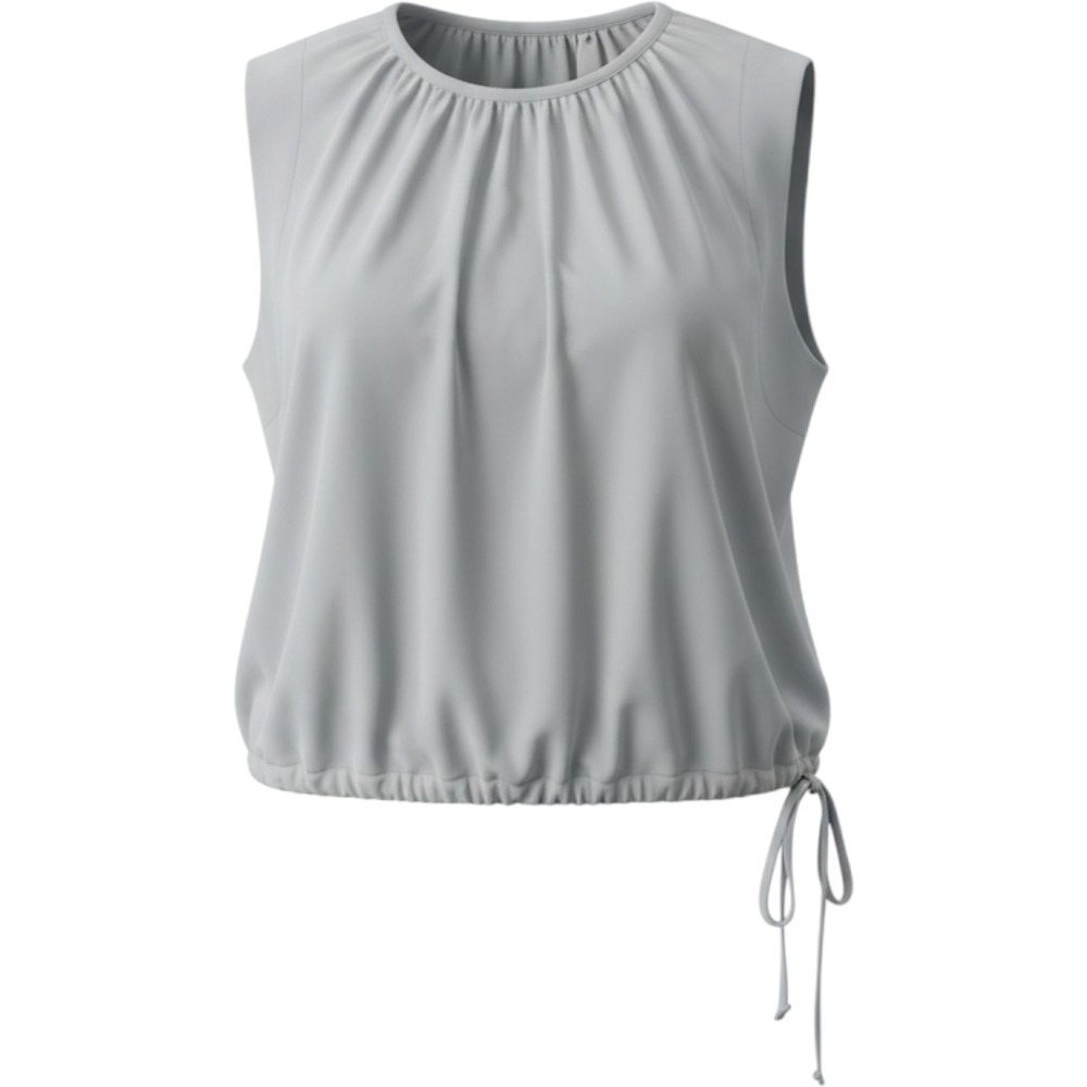 Zenana Women Gray Sleeveless Drawstring Hem Blouse QT-7299A5 Size M